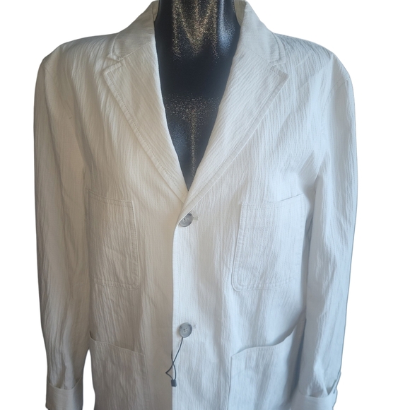 Zara Cream Colored Wrinkle Detailed Blazer L - Picture 2 of 7